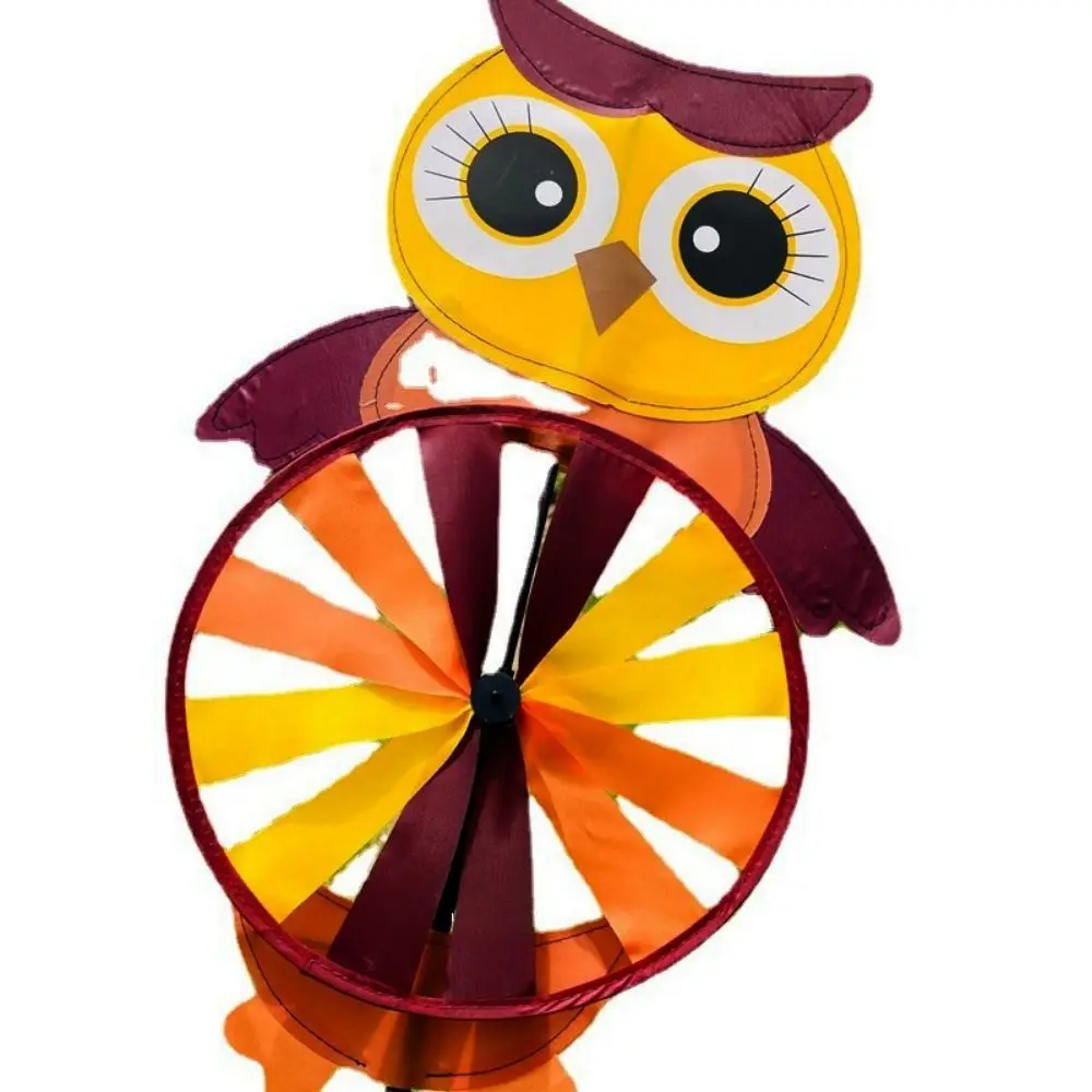 Colorful Dancing Little Girl Windmill Cute Multistyles Yard Art Cartoon Owl Windmill 3D Animal Belly Spinning Windmill
