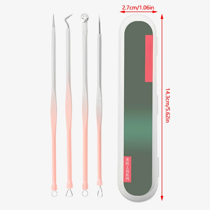 4 ชิ้น/เซ็ต Blackhead Remover เข็มสีสิวคุดคลิป Acn จุดสีดํา Beauty Salon Face Skin Care TOOL