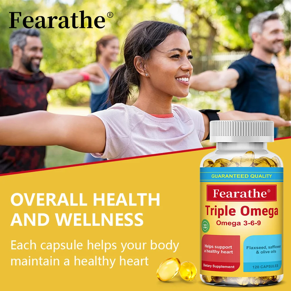 

Рыбное масло премиум-класса Triple Active Omega 3-6-9 для поддержки здоровья сердечек, суставов и клеток, иммунитета и здоровья мозга, 120 капсул