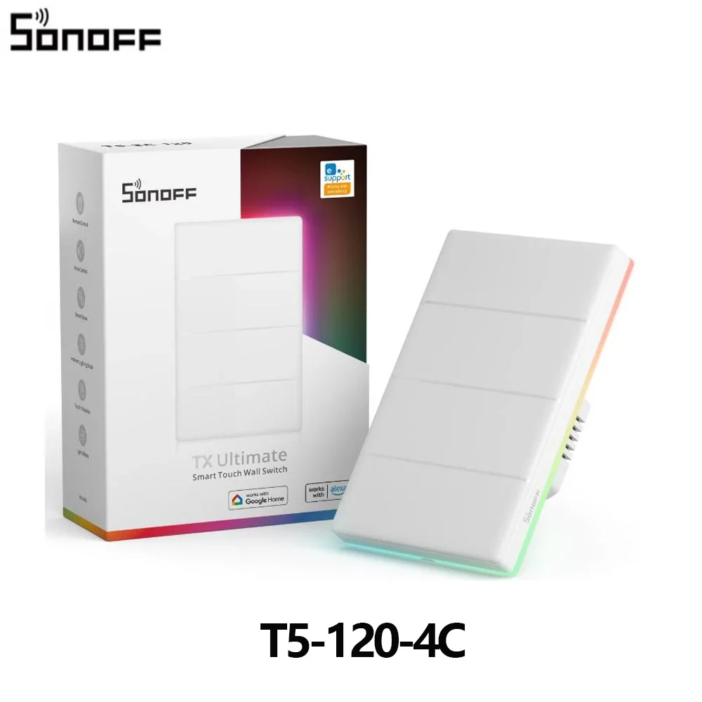 

SONOFF T5 Sonoff TX Ultimate Sonoff Wall Switch 120 Full Touch Access LED Light Edge Multi-Sensory Via Alexa Home Smartthings