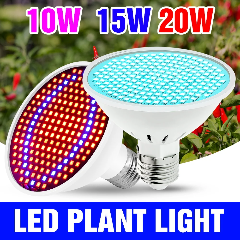 

Светодиодная лампа для растений 20 Вт, полный спектр, цоколь E27/E26, для выращивания комнатных растений, настольная, для суккулентов, цветов в горшках, светодиодное дополнительное освещение