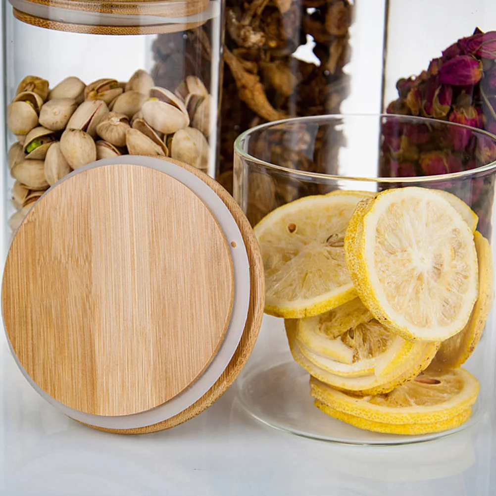 

3 pcs Sealed Food Glass Bottles Wooden Lids Coffee Bean Jars Snack Storage Containers Kitchen Storage Jars Dried Fruit