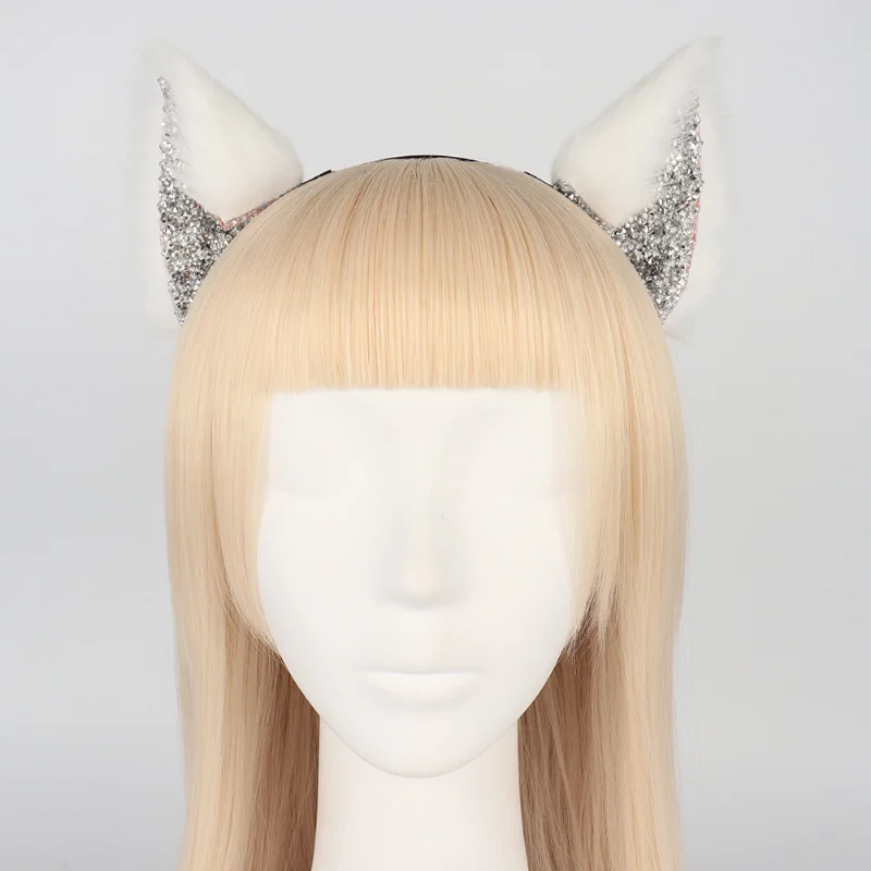 Sexy Fox Ears Headband Kawaii rhinestone Fox Ears Headdress Hair Accessories JK Girl Halloween Party Cosplay Props Hair Hoop