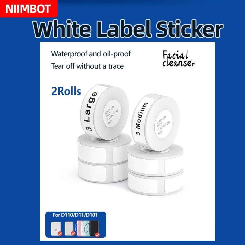 [2 рулона] Niimbot D11/D110/D101, белая этикеточная бумага, термосамоклеящаяся бумага для печати, наклейка с ценой продукта, водонепроницаемая