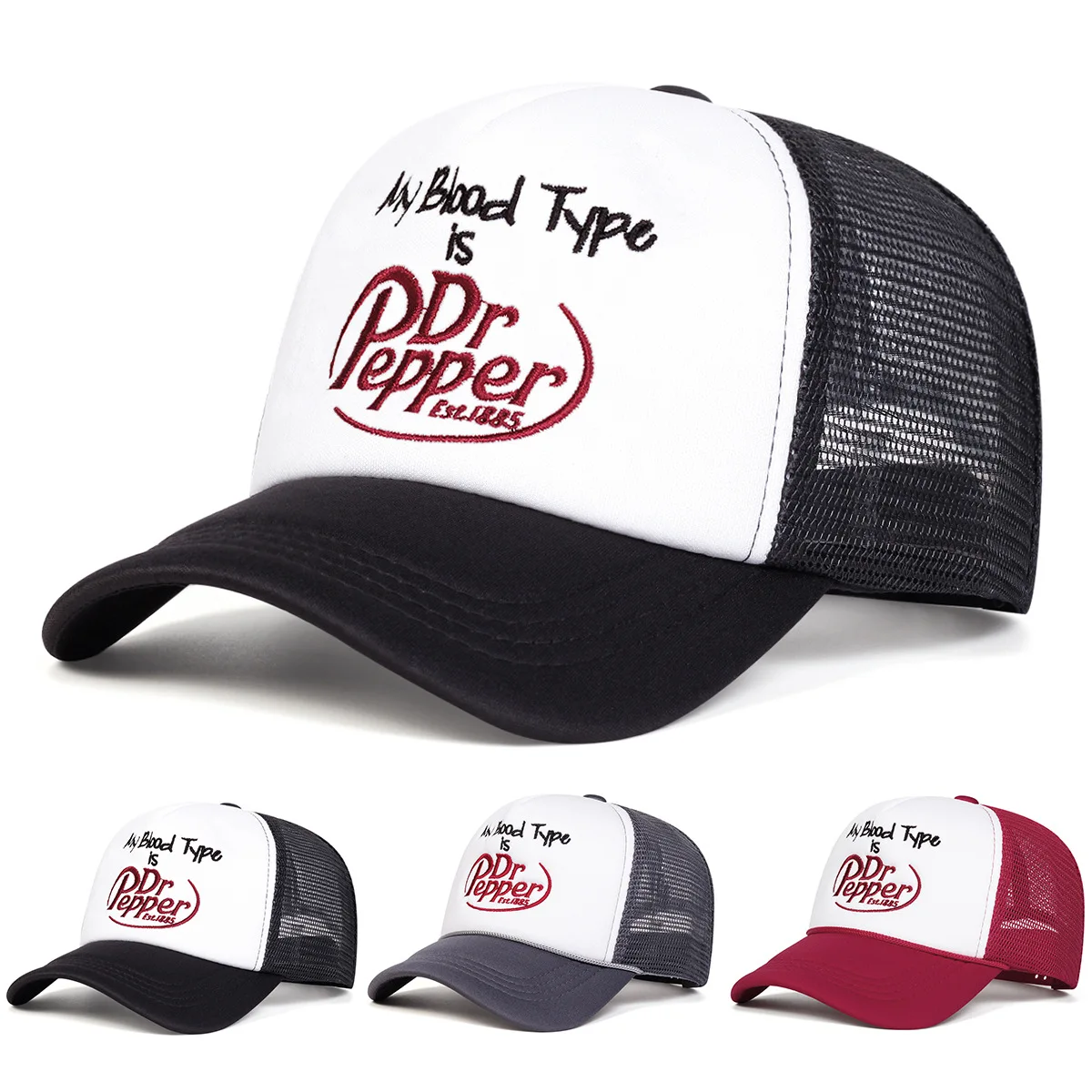 Unisex Dr Prpper Letter Embroidery Baseball Net Caps Spring and Summer Outdoor Adjustable Casual Hats Hip Hop Hat Sunscreen Hat