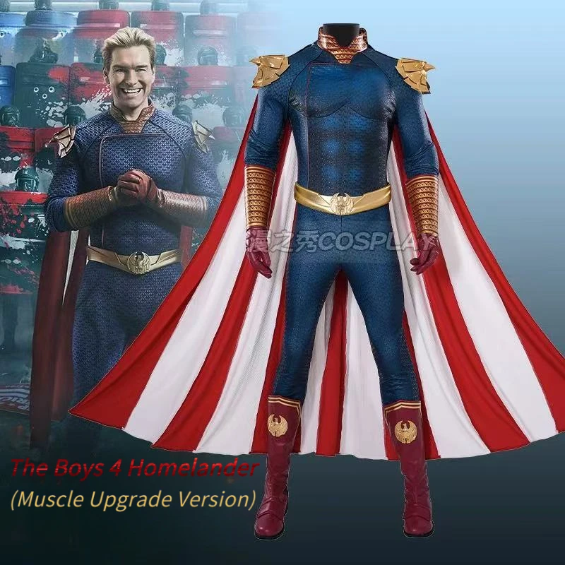 

The Boys 4 The Homelander Cosplay Costume Halloween Party 3D Jumpsuit Accessories Props Shoes Complete Set HERO Cos