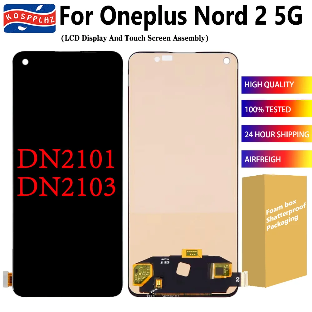 For Oneplus Nord 2 5G LCD Display Touch Screen Replacement TFT No Fingerprint For 1+ Nord 2 5G LCD Oneplus DN2101 DN2103 LCD