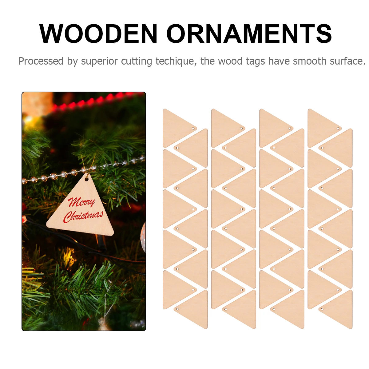 

300pcs Wooden Triangle Slices Unfinished Diy Craft Pieces Smooth For Painting Home Wedding Decoration Wooden Pendant Cutouts