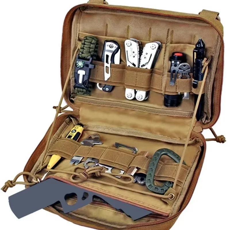 Molle Tactical Utility Pouch for M4 M16 5.56mm Magazines - Triple Mag Admin Pouch with Detachable Inner Pocket, EDC Organizer Tool Storage Bag, Medical Sundries Hanging Pouch