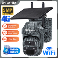 SHIWOJIA 5MP Camera 4G SIM Outdoor WIFI 5W Solar Panel 7800mAh Battery PIR Motion Activated Trigger Wildlife Camera Night Vision