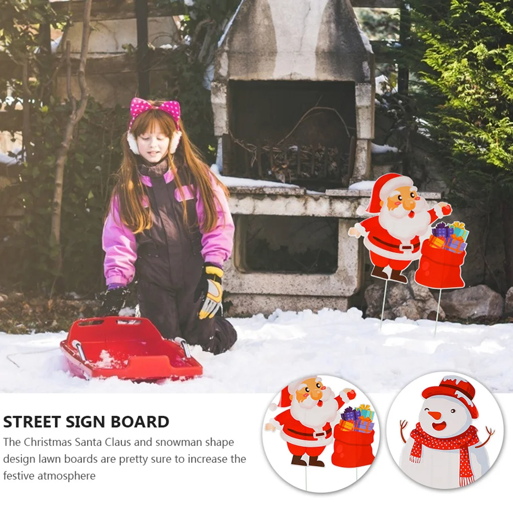 

5Pcs Christmas Yard Stake Set Santa Snowman Reindeer Lawn Decorations Xmas Yard Decoration Christmas Lawn Stakes