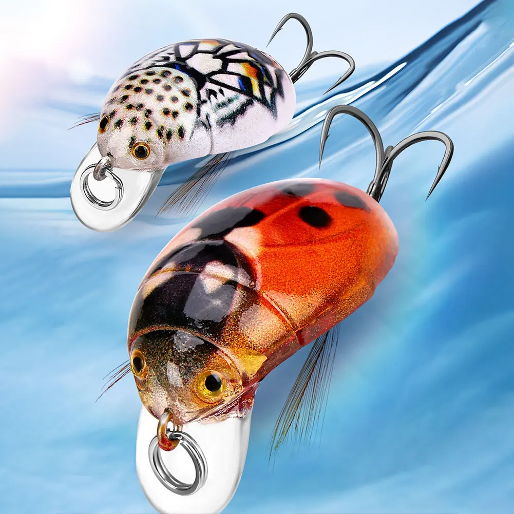 

5 шт., рыболовная приманка, приманка для насекомых, морской жук, кривошип, плавающие воблеры, искусственная рыболовная приманка в виде божьей коровки для ловли окуня, карпа
