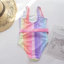 Fashion Girl Style Nylon Printed Swimsuit Girls One-piece Bathing Suit Coconut Tree Print Floral Swimwear 221