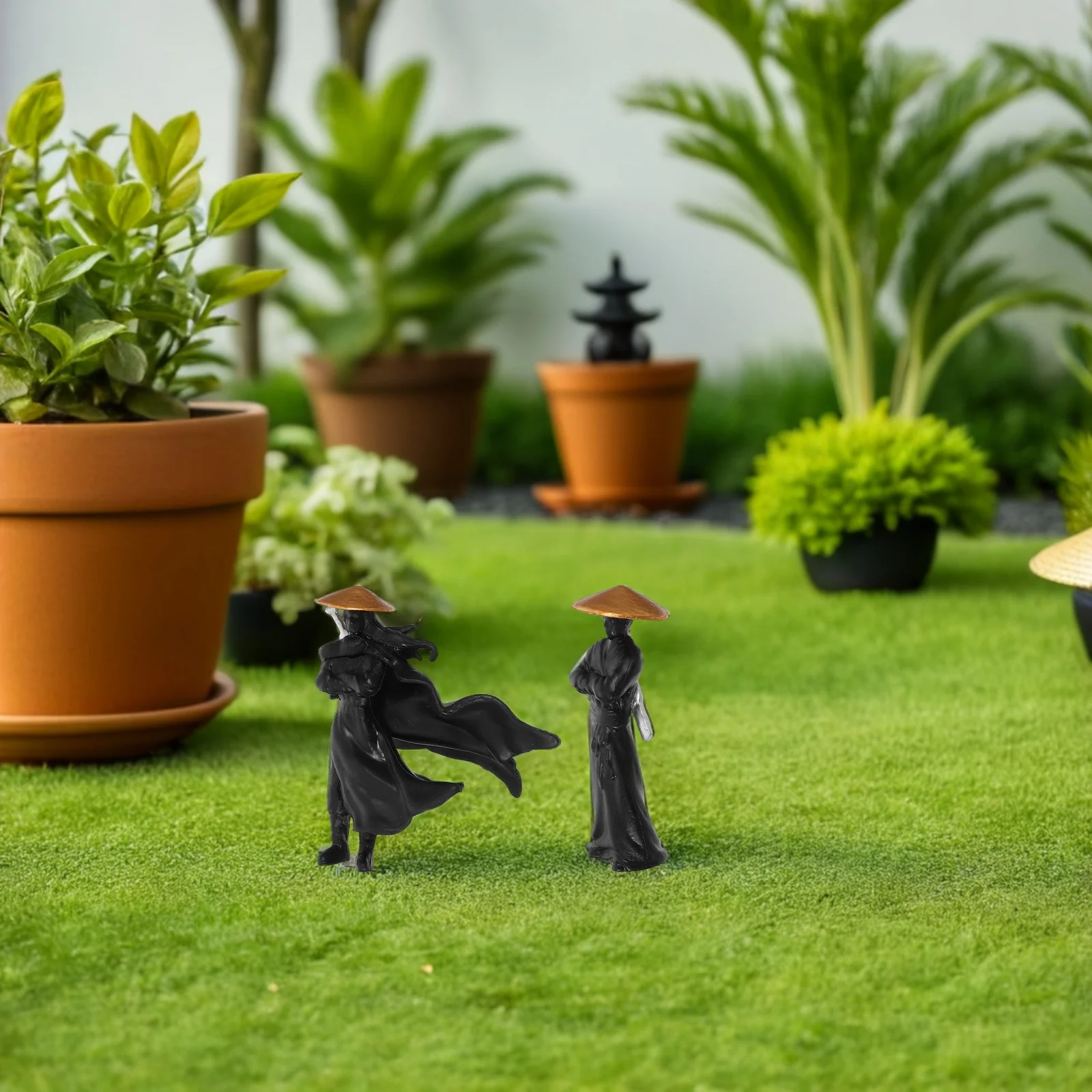 

2Pcs Exquisite Ancient Chinese Warrior Figurines Micro Landscape Ornament For Bonsai Terrarium Decoration