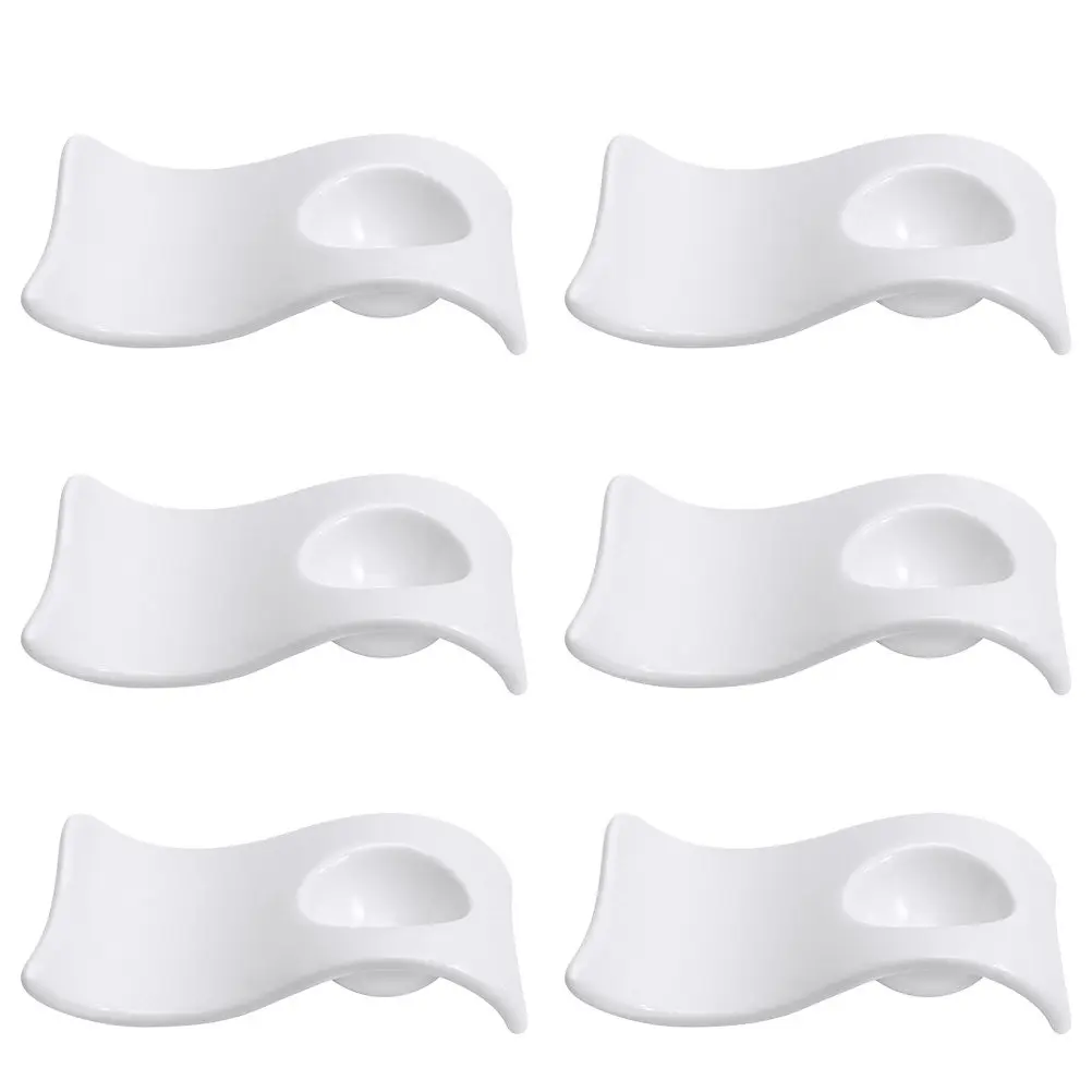 6Pcs Ceramic Egg Cups Modern Elegant Wave Shaped Breakfast Egg Holders for Boiled Eggs Mini Appetizers Serving Tray Gift