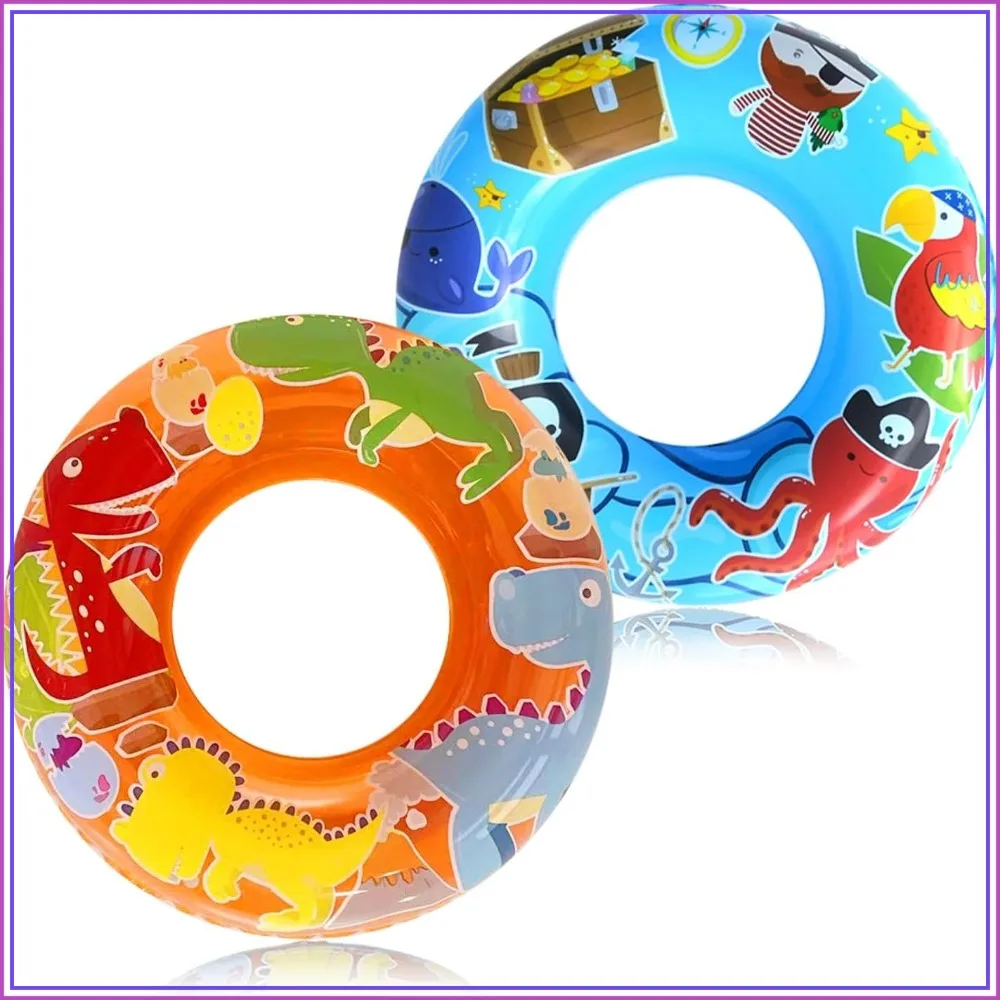 

Pirate & Dino Themed Pool Floats for Kids 3-6, Inflatable Swim Rings for Summer Fun