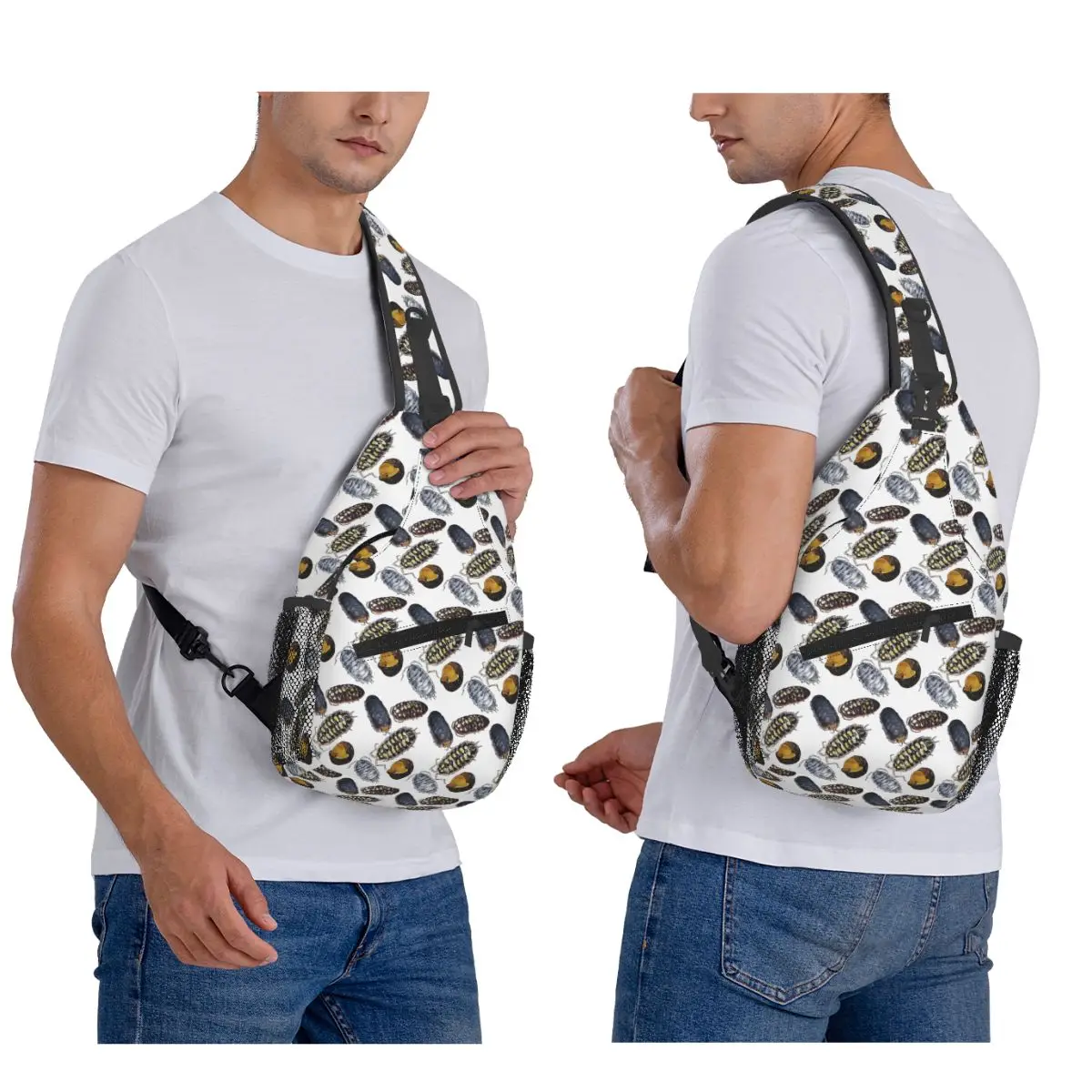 Isopods Insect Animal Pattern Chest Bag Men Sling Crossbody Backpack Chest Bag Travel Hiking Daypack Shoulder Bag