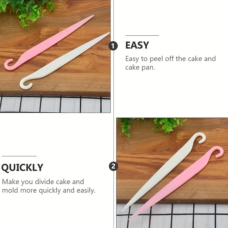 1pc White/Pink Cake Release Knife, Non-Stick Spatula for Baking, Scraper Tool for Cream Butter, Plastic Kitchen Gadget