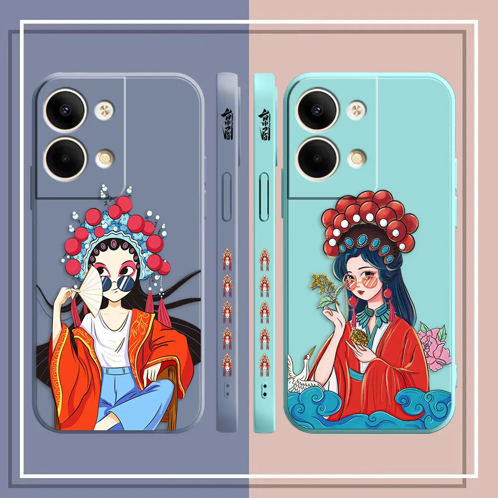 Phone Case For OPPO RENO 8 7 9 6 7SE 5 4 4SE 4 3 4G 5G PRO PLUS Colour Simple Case Funda Shell Capa Chinese Style National Dress