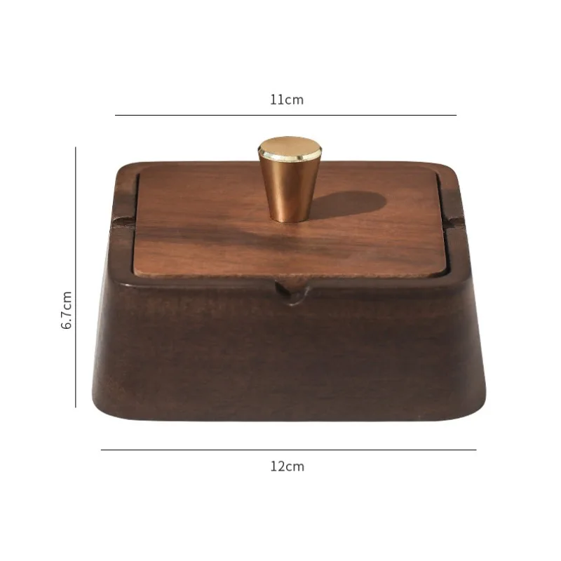 Chinese Wooden Ashtray with Lid Luxury Solid Wood Coffee Table Smoke Heat Insulation Flame Retardant 410 Stainless Steel Liner