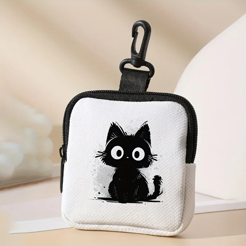 

1Pc Cat Pattern Printed Large Capacity Coin Wallet Digital Printed Coin Wallet Storage Bag Ideal Choice for Gifts Earphone Bag