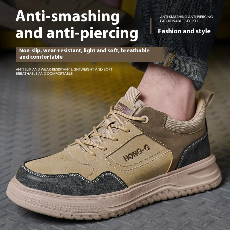 Steel Toe Safety Shoes Mens Lightweight Breathable Puncture Proof Light Sneaker, security protection Indestructible Work Shoes