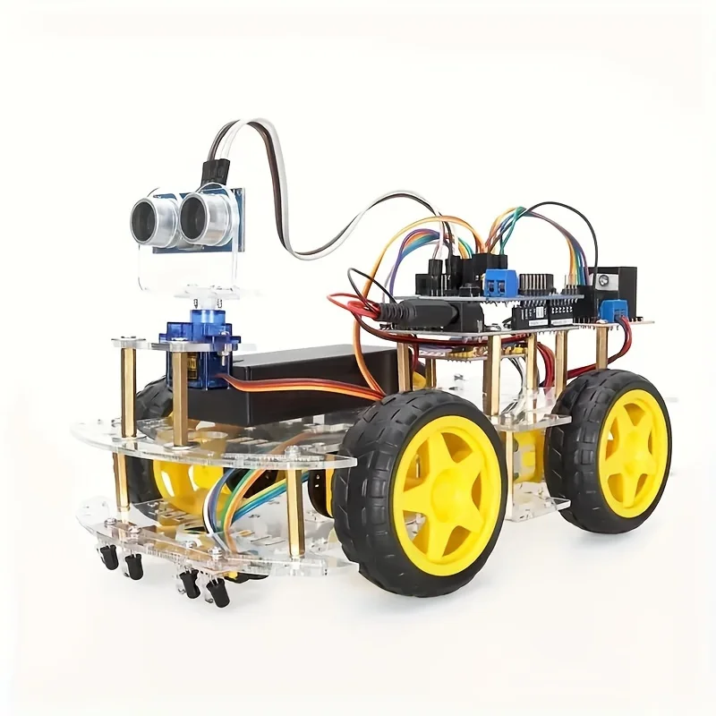 

Acrylic Intelligent Car Kit with SG90 Servo, Ultrasonic Sensor, and Bracket - Compatible with ESP32 & STM32 for Enthusiasts