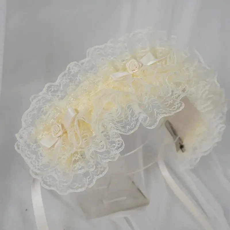 Couvre-chef en dentelle avec nœuds gothiques pour filles, bandeaux sous-culture, photographie demoiselle d'honneur 195E