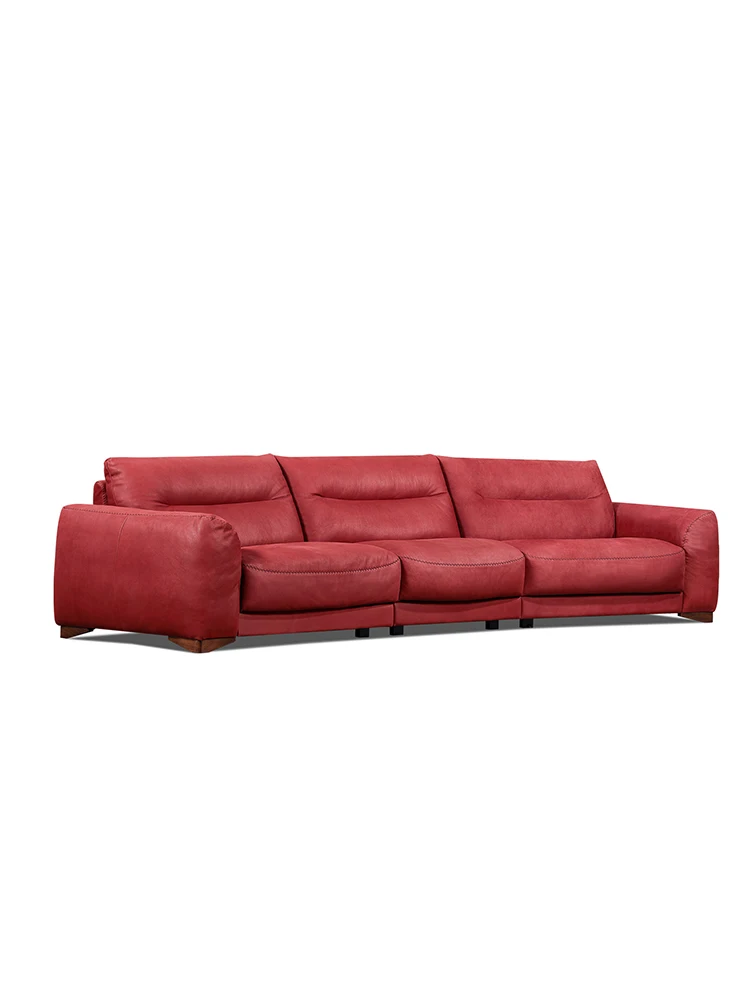 Leather sofa Italian minimalist guest arc size straight down sofa image 2