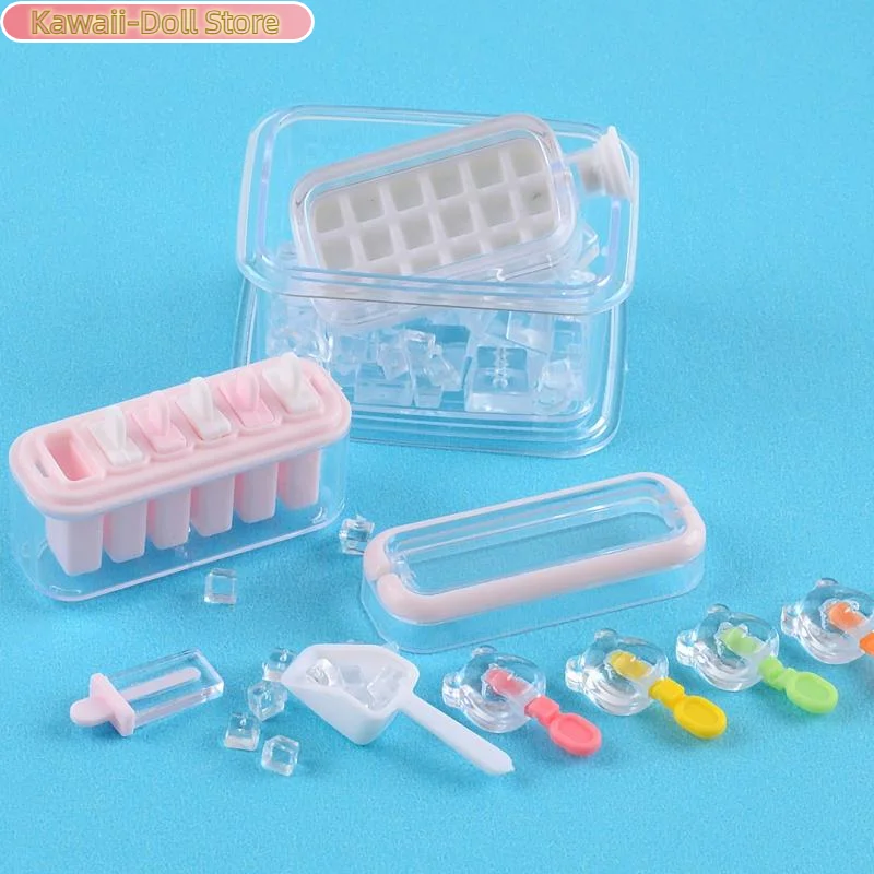 ชุดทำขนมไอศกรีมรูปหมีขนาดจิ๋ว 1 ชุด สำหรับตู้เย็นจิ๋วของตุ๊กตา 1/6 ของเล่นตกแต่งบ้านตุ๊กตา อุปกรณ์เสริมของเล่นตุ๊กตา