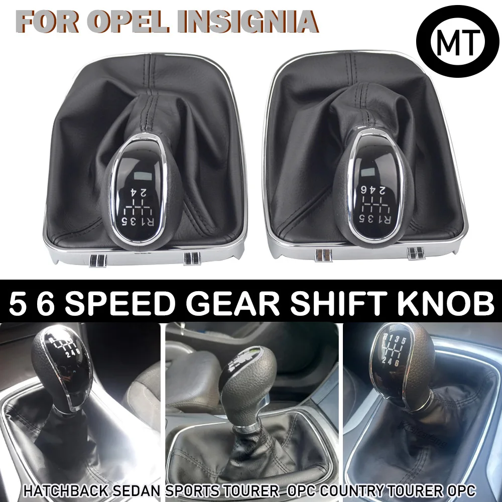 5 / 6 Speed Gear Stick Shift Knob Leather Boot Car-styling For OPEL Insignia 2003 2004 2005 2006 2007 2008 2009 2010 2011-2017