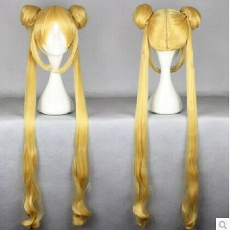 Sailor Moon Blonde Two Braids Long Wavy Wig