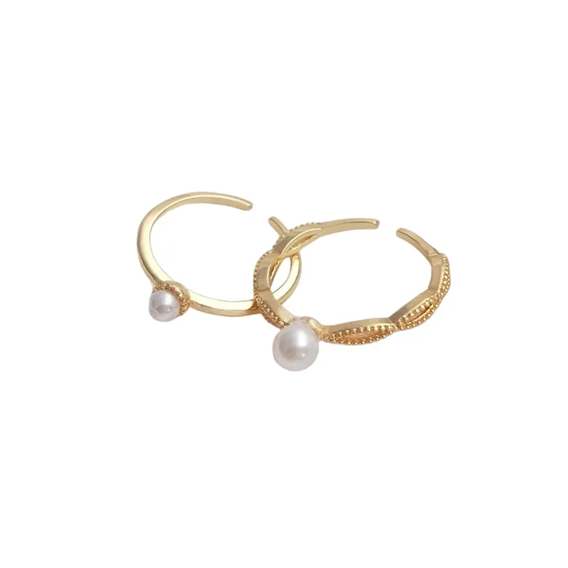 Color 14K Gold-packed Extremely Fine Pearl Ring Holder Japanese Light Luxury Simple High-end Bead Holder Ring DIY Pearl Jewelry