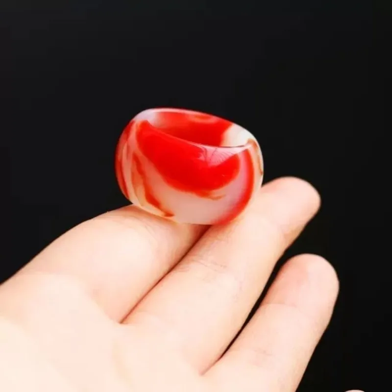 New Jade Finger Wrench Gobi Jade Gold Silk Jade Chicken Blood Men's Ring