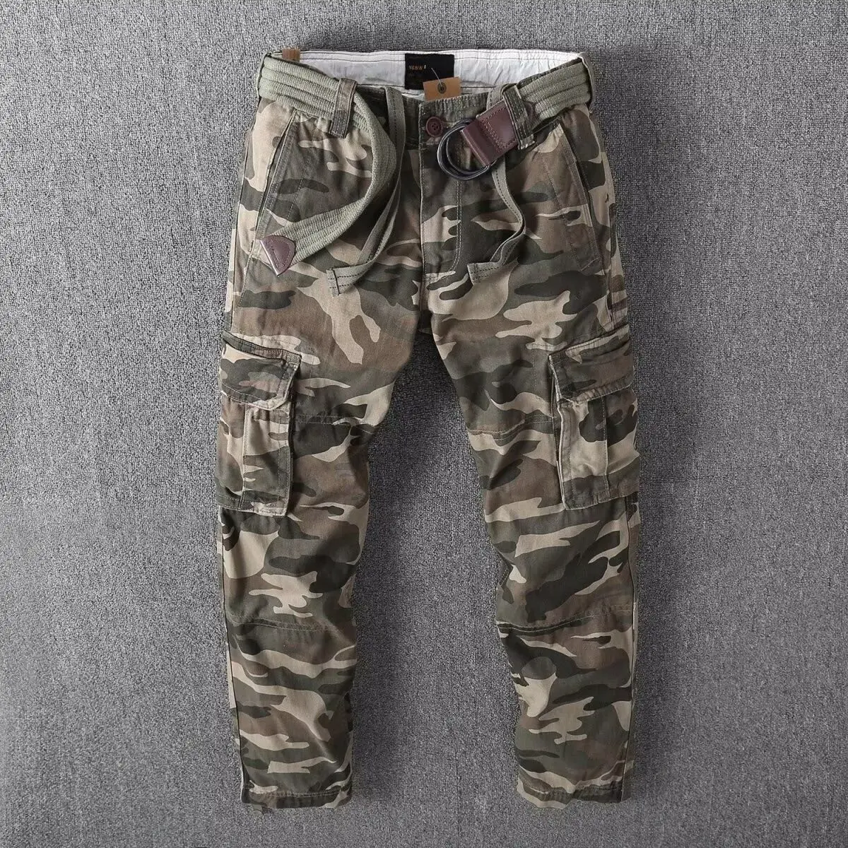 

Camo Retro Washed Micro-elastic Tooling Casual Men's Multi-pocket Youth Camoflage Outdoor Trousers Clothing Cargo Pants Men