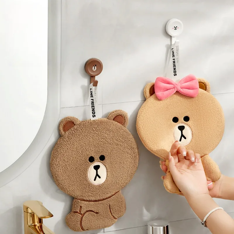 Cute Bear Towel Kitchen Hand Towel Soft Bath Towels Absorbent Hand Cloth for Bathroom Coral Fleece Absorbent Towels