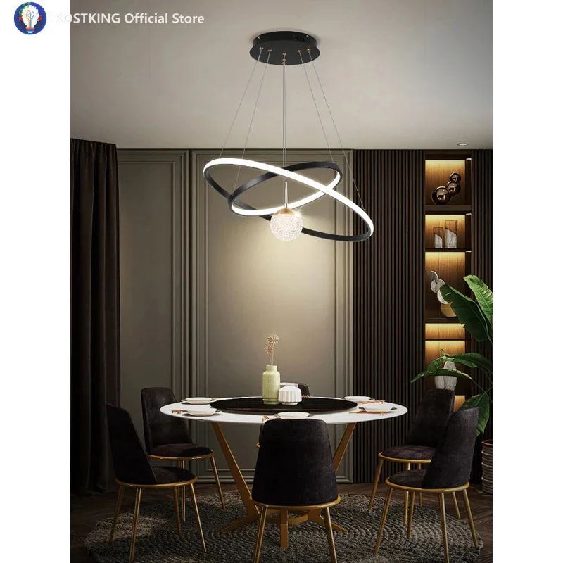 Modern round led chandeliers for living room dining room kitchen island luster pendant lights fixture home decor indoor lighting