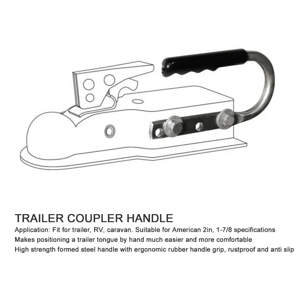 

Trailer Accessory Galvanized Steel Trailer Coupler Handle Rubber Handle Sturdy Lift Handle Tongue Handle Trailer Coupler