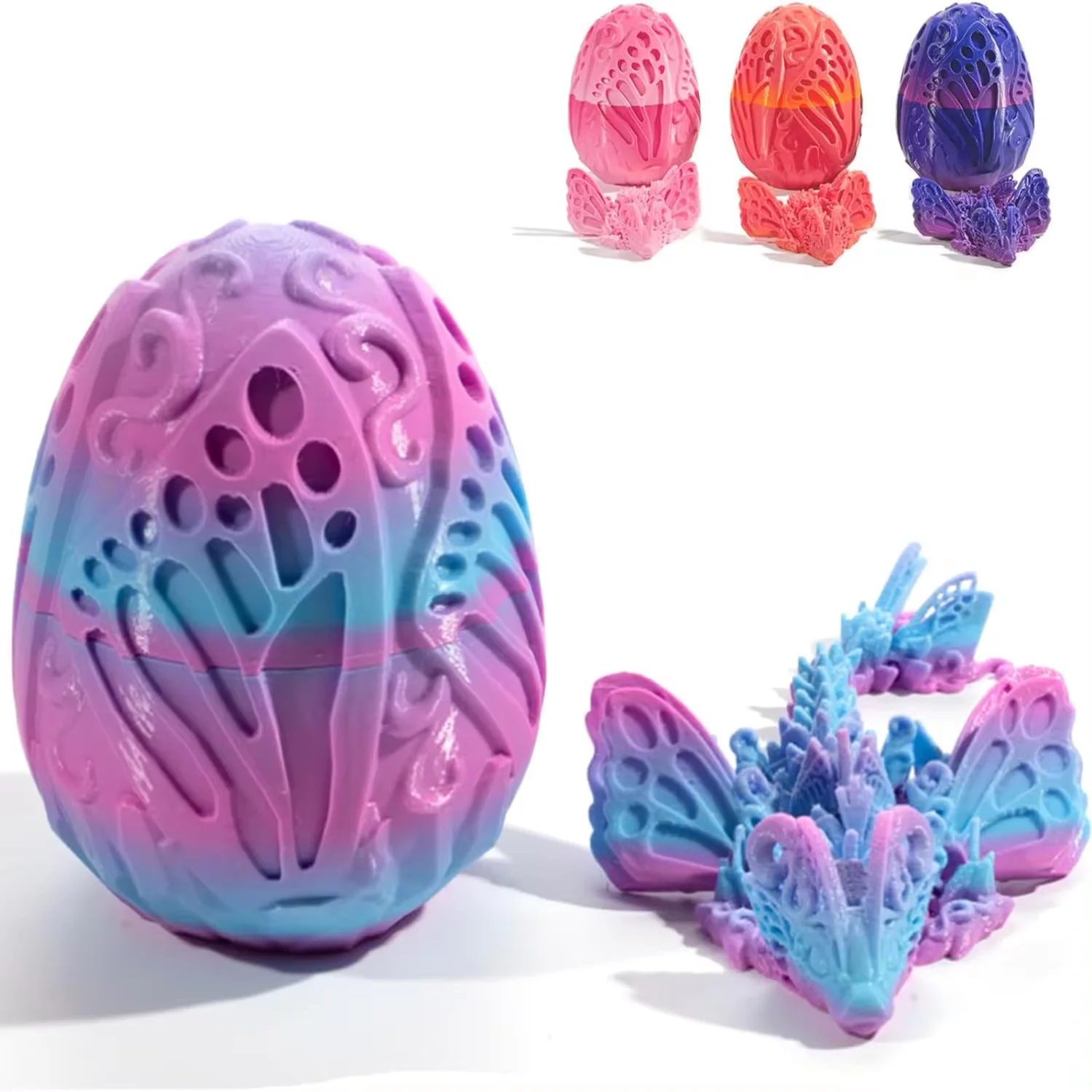 

3D printed joint movable butterfly dragon egg set figurines, gifts, ornaments and accessories