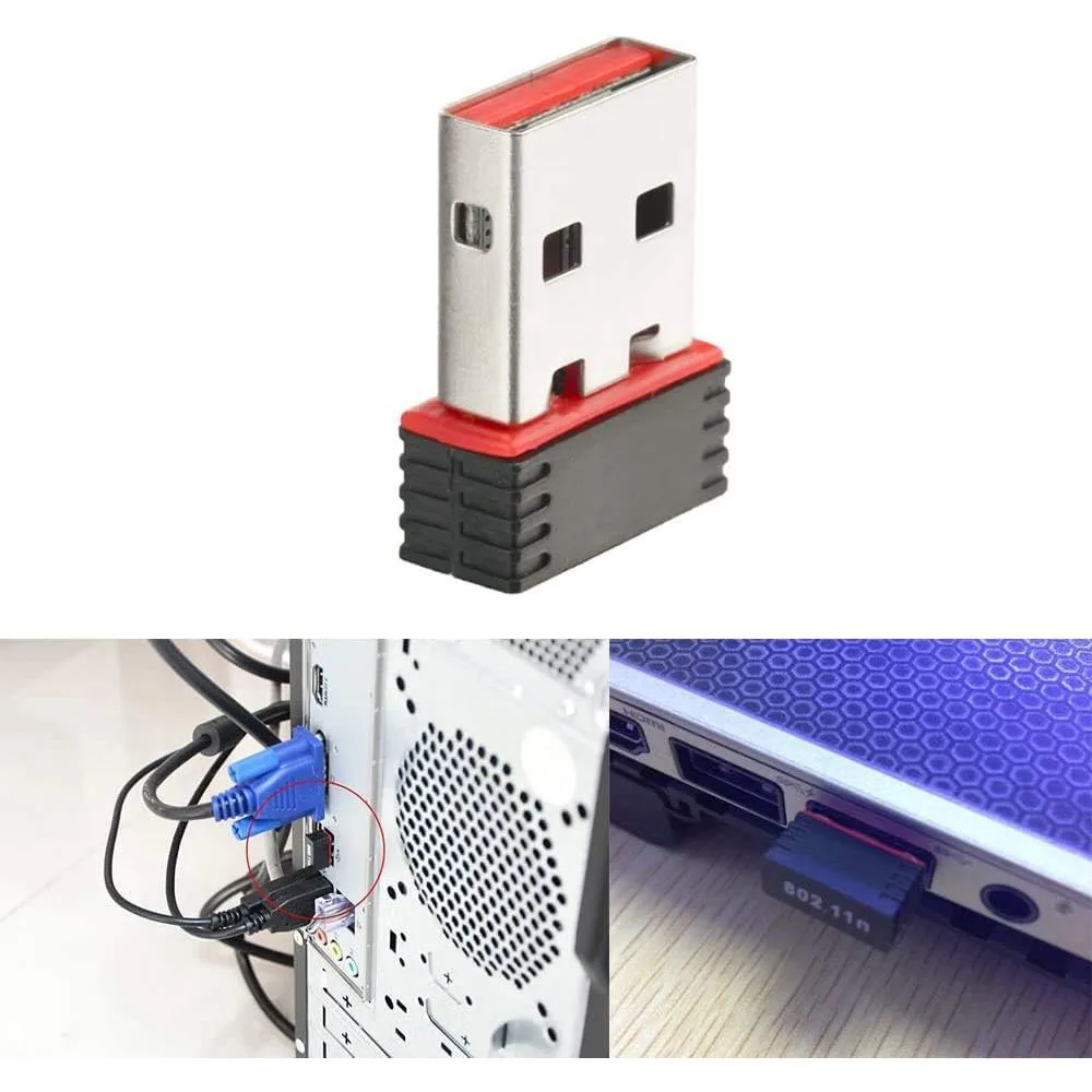 RTL8188 150Mbps USB WiFi Adapter dla Raspberry Pi, bezprzewodowa karta sieciowa Adapter WiFi Dongle do komputera stacjonarnego Laptop PC Windows