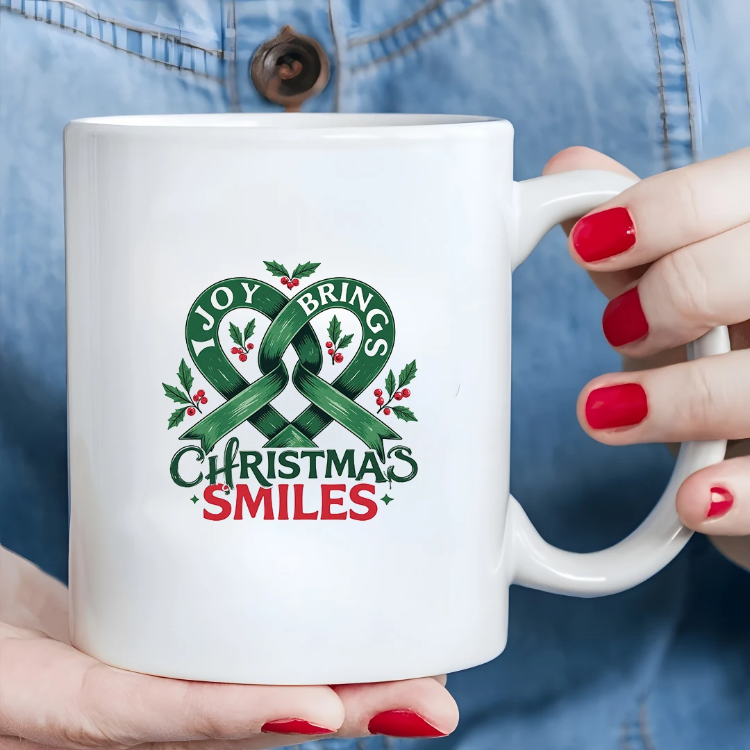 

11oz Joyful Christmas Cup with Smiling Face Perfect Gift for Kids Families and Offices