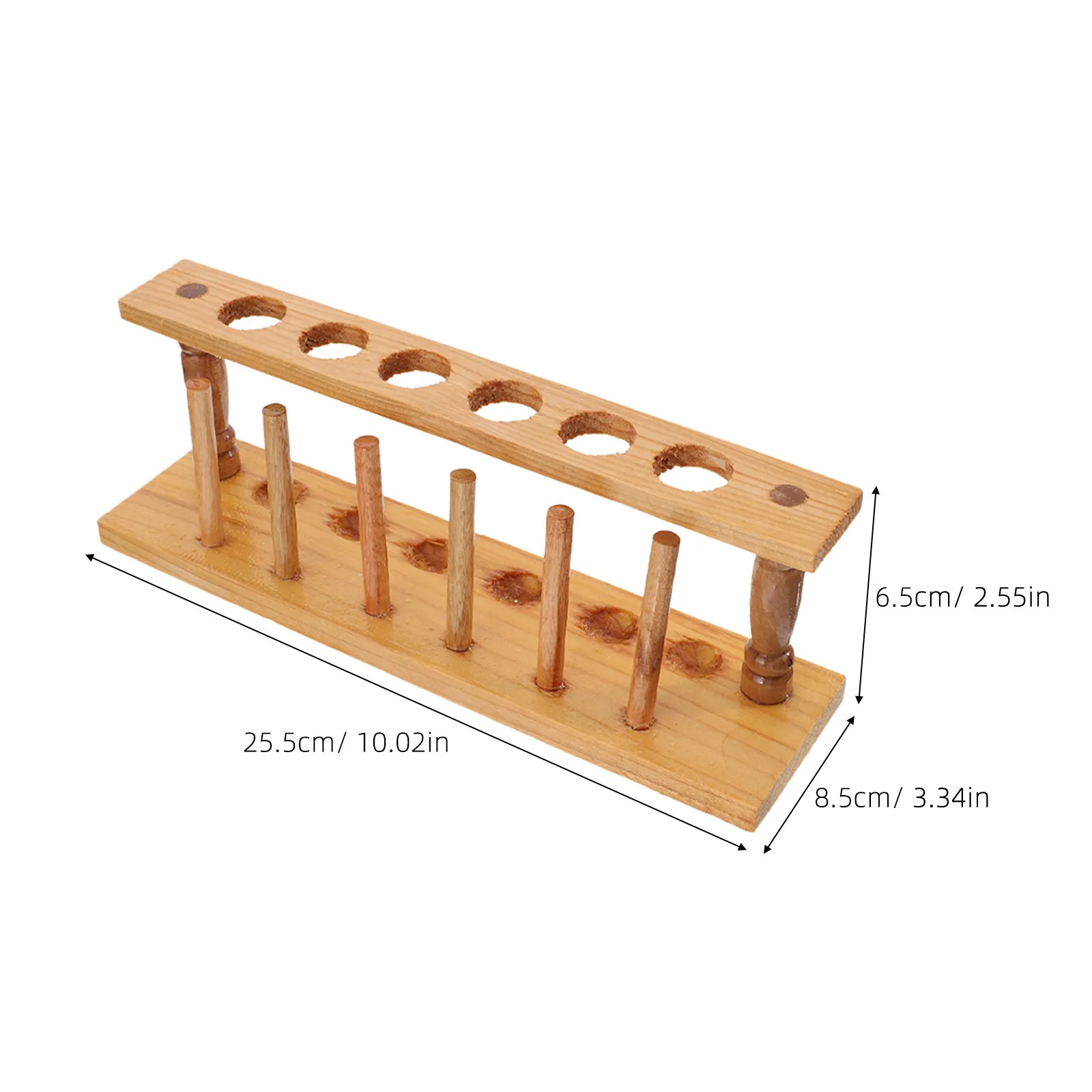 Natural Wood Test Tube Rack 6-Hole Heavy Duty Laboratory Tube Organizer for Test Tubes Centrifuge Vials Pens Candy Storage view 4