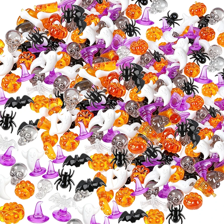 12/36/72pcs Halloween Mini Decorations, Acrylic Pumpkin Ghost Spider Ornaments Festival Theme Tabletop Decor for Party Supplies