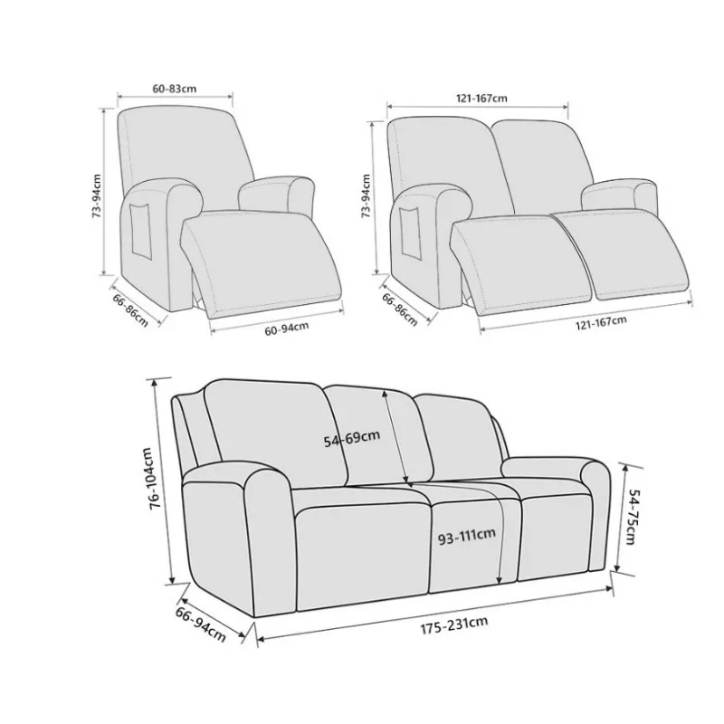 1/2/3Seater Printed Stretch Sofa Cover Full Wrap Split Recliner Slipcover Elastic Furniture Protector For Living Room Home Decor