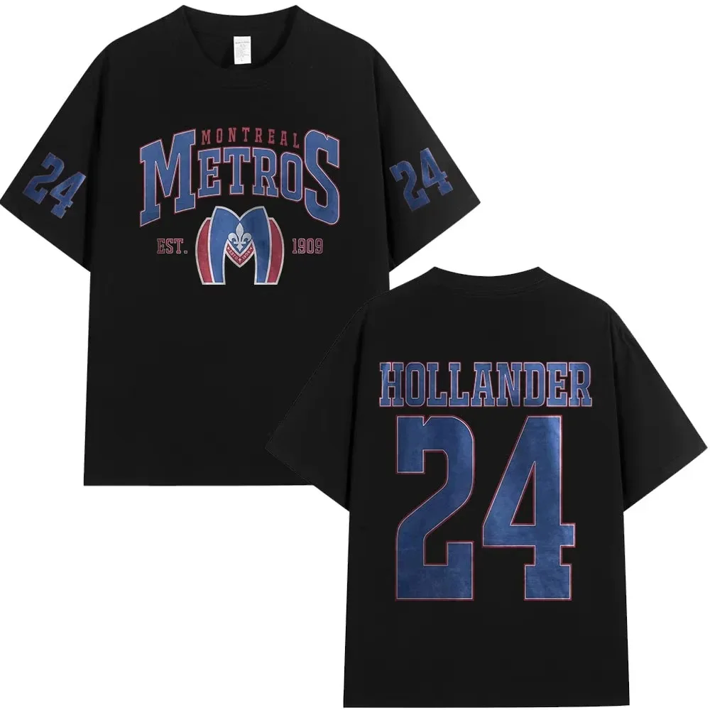 Camiseta Oversize Y2K Streetwear de Algodón Casual para Hombre y Mujer, Manga Corta, con Diseño de Shane Hollander 24 Montreal Metros - Heated Rivalry