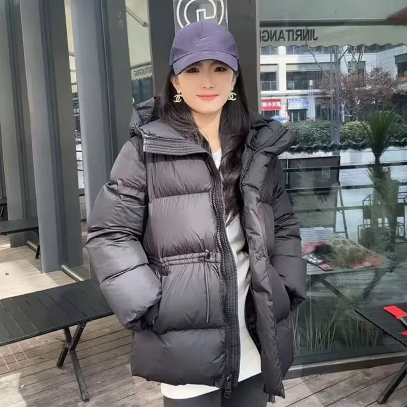 Jaket Wanita 2025 Parka Musim Dingin Baru Mantel Wanita Berbahan Katun Tebal Berkerudung Kasual Hangat Berlapis Pendek Pakaian Luar Wanita Atasan