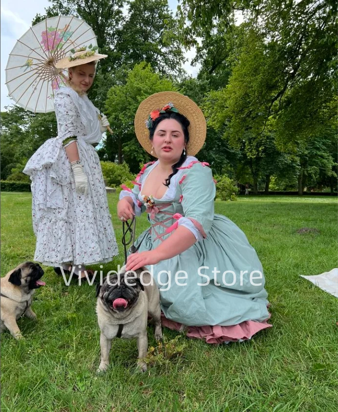 Vintage mint green prom dresses three-dimensional floral corset Edwardian Era Duchess Tea party Victorian evening dresses