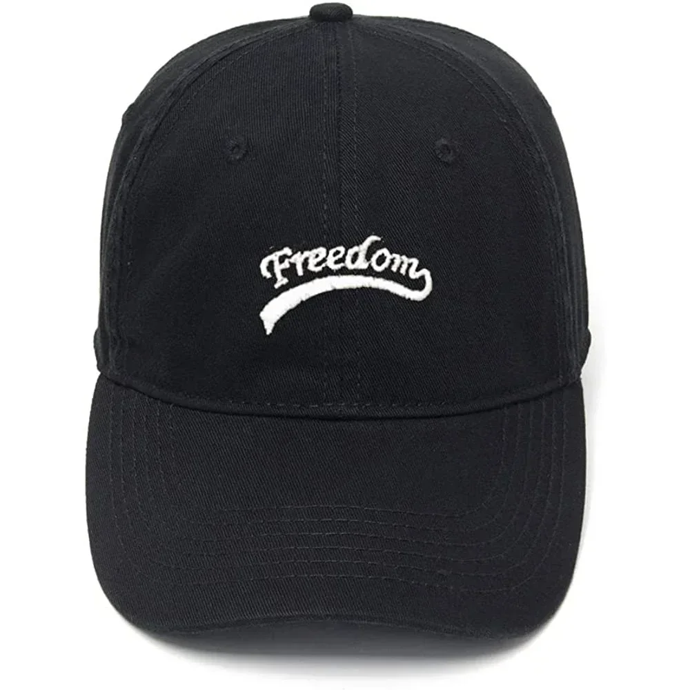 Lyprerazy Men's Baseball Cap Freedom Embroidery Hat Cotton Embroidered Casual Baseball Caps