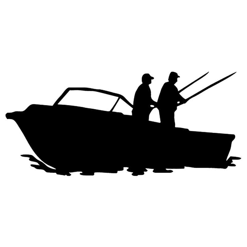 33720# 23x10 cm Two Fishermen Fishing On Boat Car Sticker Vinyl Decal Waterproof on Truck Bumper Rear Window Without Background
