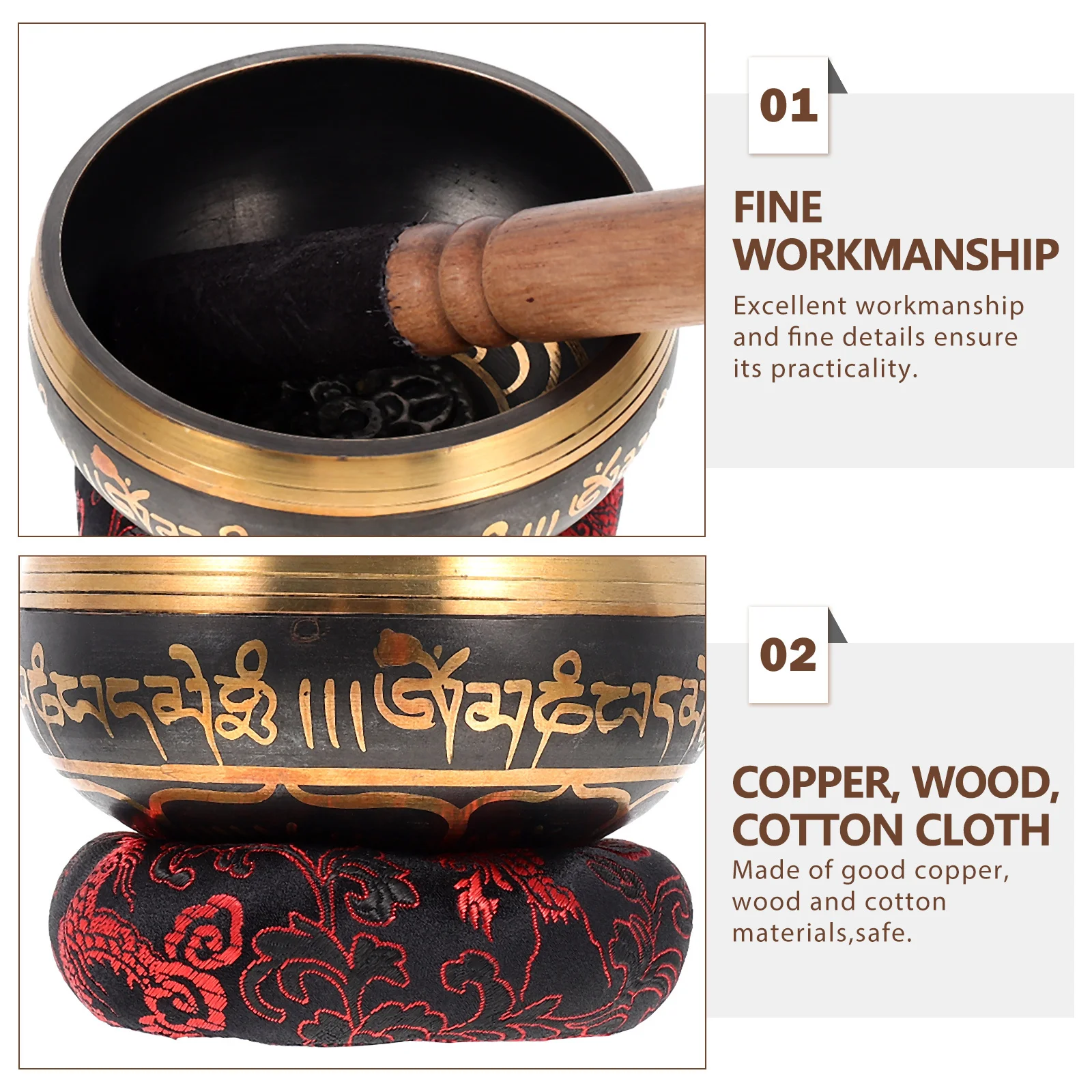 

1Set Singing Bowl Set Meditation Yoga Bowl Durable Craftsmanship Relaxation Concentration Therapy Meditation Tool